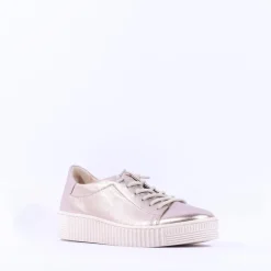 Women Gabor Woodall Elastic Lace Trainer - Metallic Leather