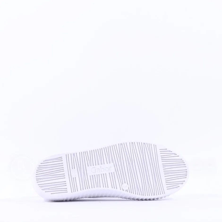Women Gabor Woodall Elastic Lace Trainer - White Leather