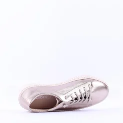 Women Gabor Woodall Elastic Lace Trainer - Metallic Leather