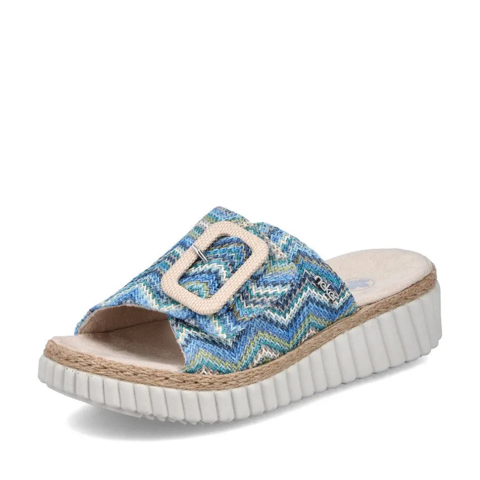 Women Rieker Woven Buckle Detail Mule Sandal - Multi