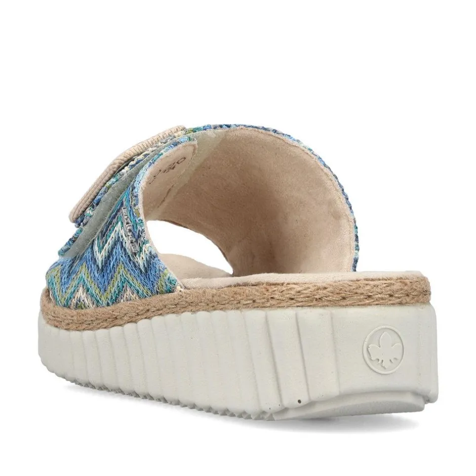 Women Rieker Woven Buckle Detail Mule Sandal - Multi