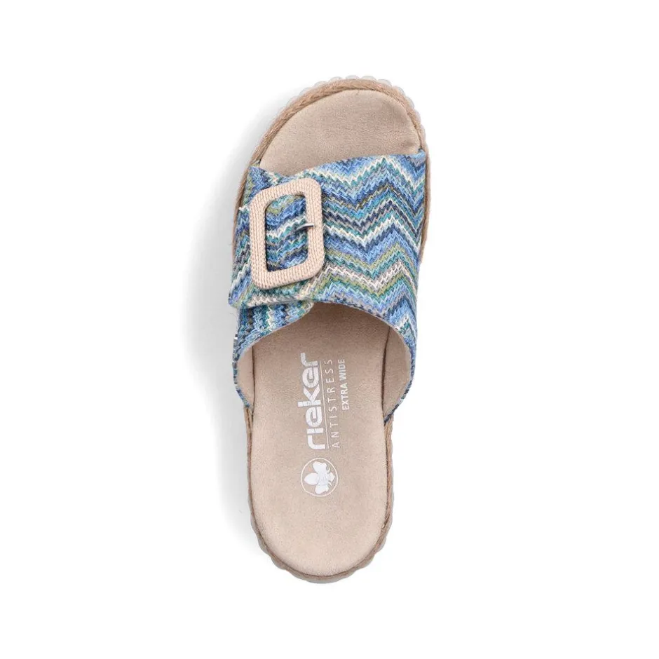 Women Rieker Woven Buckle Detail Mule Sandal - Multi