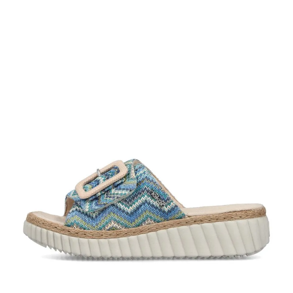 Women Rieker Woven Buckle Detail Mule Sandal - Multi