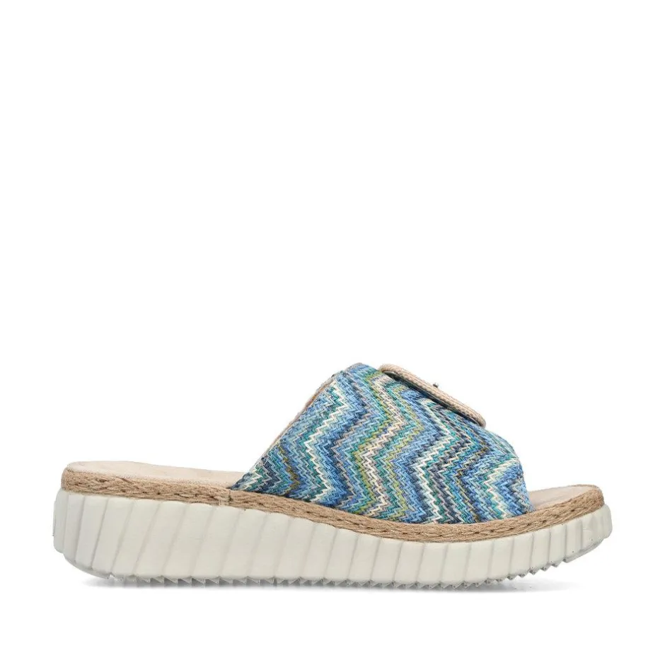 Women Rieker Woven Buckle Detail Mule Sandal - Multi
