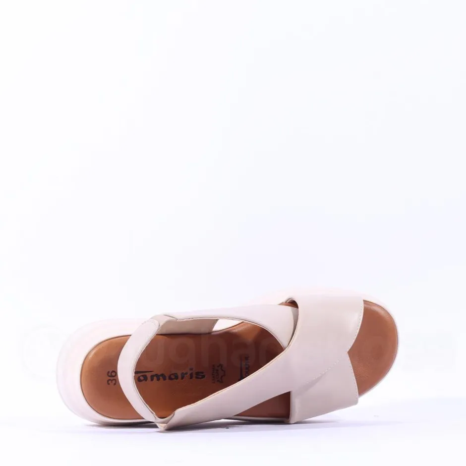 Women Tamaris Wren Cross Platform Sandal - Ivory