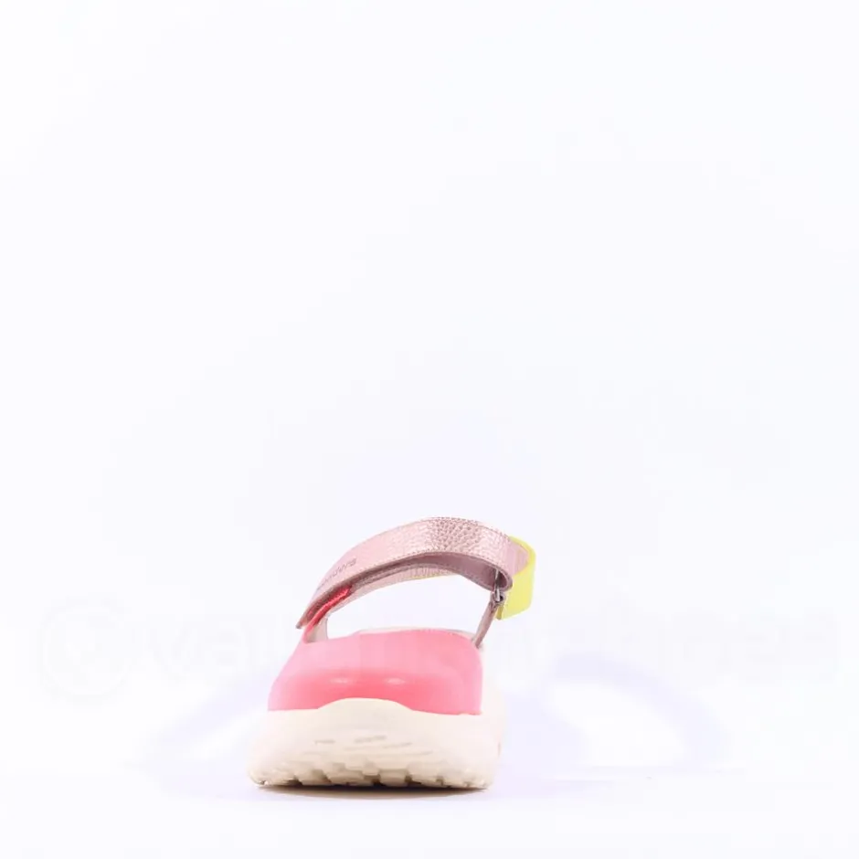 Women Wonders Zaire Velcro Strap Curvy Sandal - Coral Combi