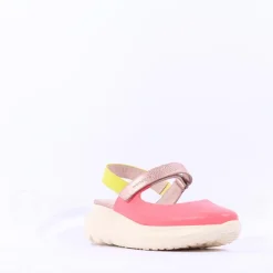 Women Wonders Zaire Velcro Strap Curvy Sandal - Coral Combi
