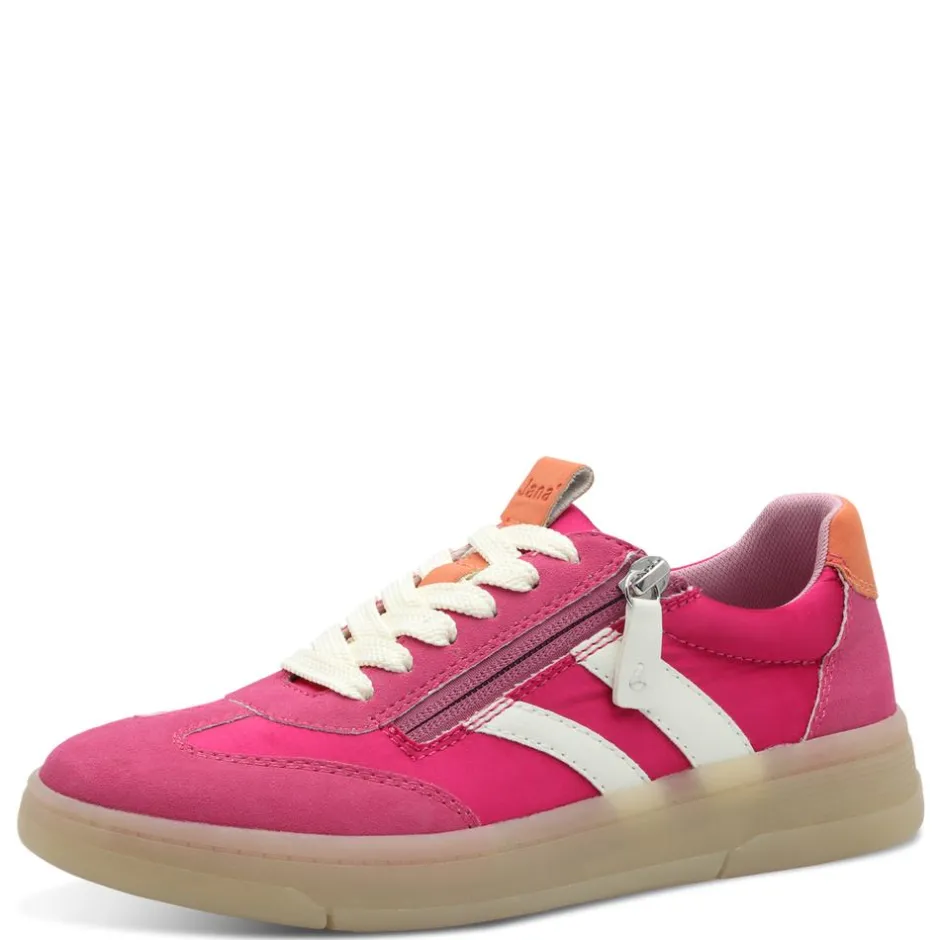 Women Jana Zango Gum Sole Twin Stripe Trainer - Fuchsia Combi