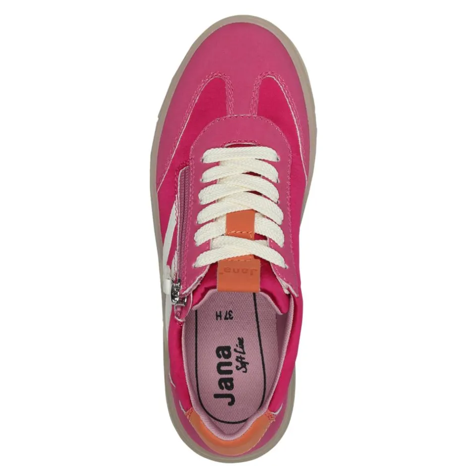 Women Jana Zango Gum Sole Twin Stripe Trainer - Fuchsia Combi