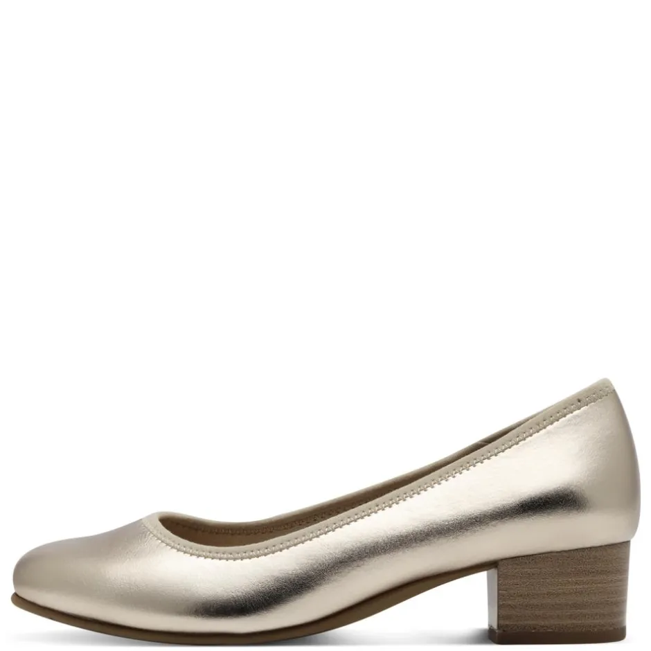 Women Jana Zatoro Block Heel Court Shoe - Champagne