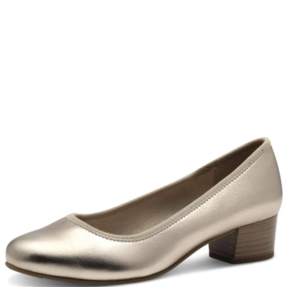 Women Jana Zatoro Block Heel Court Shoe - Champagne