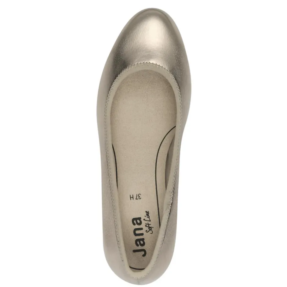 Women Jana Zatoro Block Heel Court Shoe - Champagne
