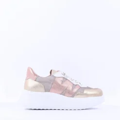 Women Wonders Zenit Nylon Bungee Trainer - Gold Combination