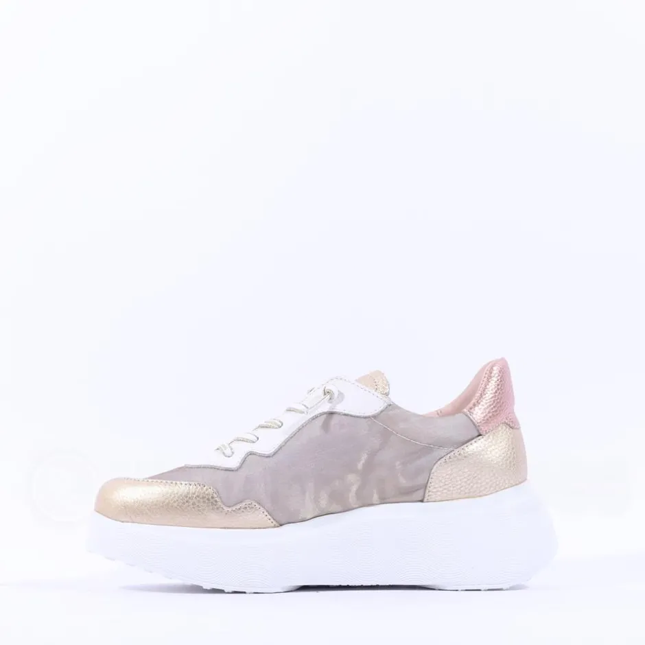 Women Wonders Zenit Nylon Bungee Trainer - Gold Combination