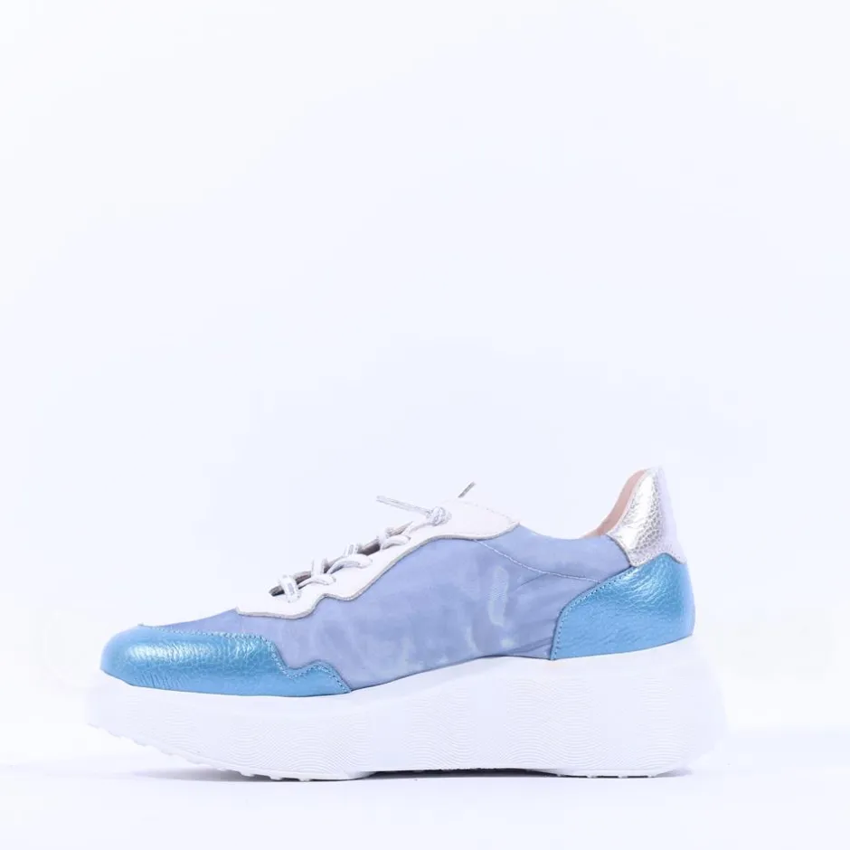 Women Wonders Zenit Nylon Bungee Trainer - Blue Combination