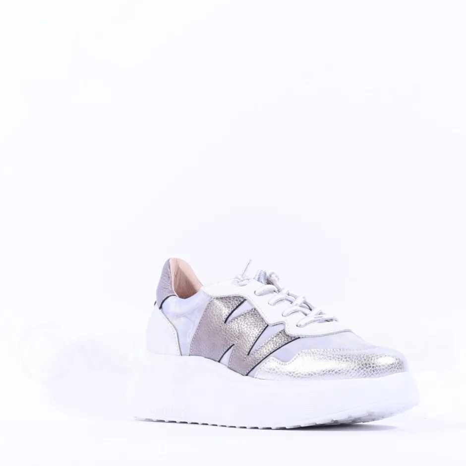 Women Wonders Zenit Nylon Bungee Trainer - Silver Grey Metallic