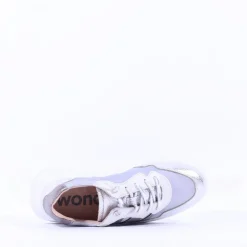 Women Wonders Zenit Nylon Bungee Trainer - Silver Grey Metallic