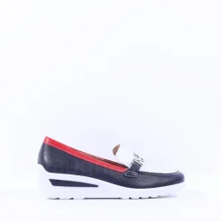 Women Ara Zurich 2.0 Link Slip On Wedge - White Navy Red