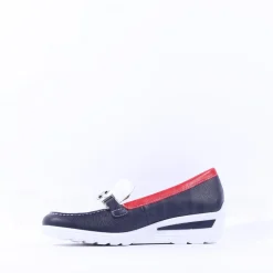 Women Ara Zurich 2.0 Link Slip On Wedge - White Navy Red