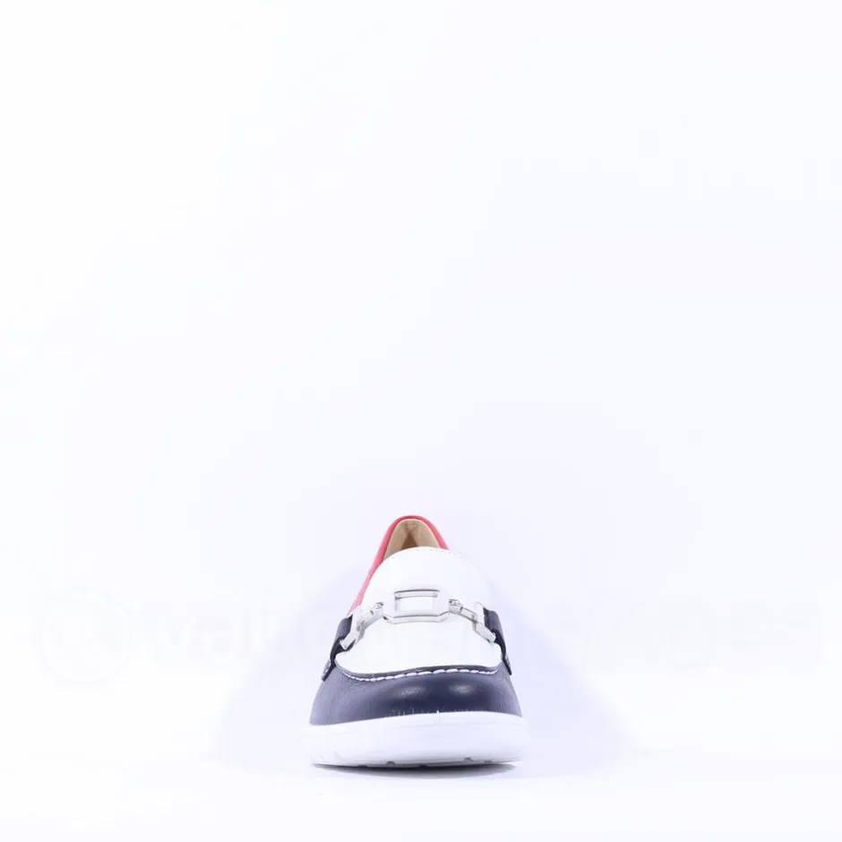 Women Ara Zurich 2.0 Link Slip On Wedge - White Navy Red