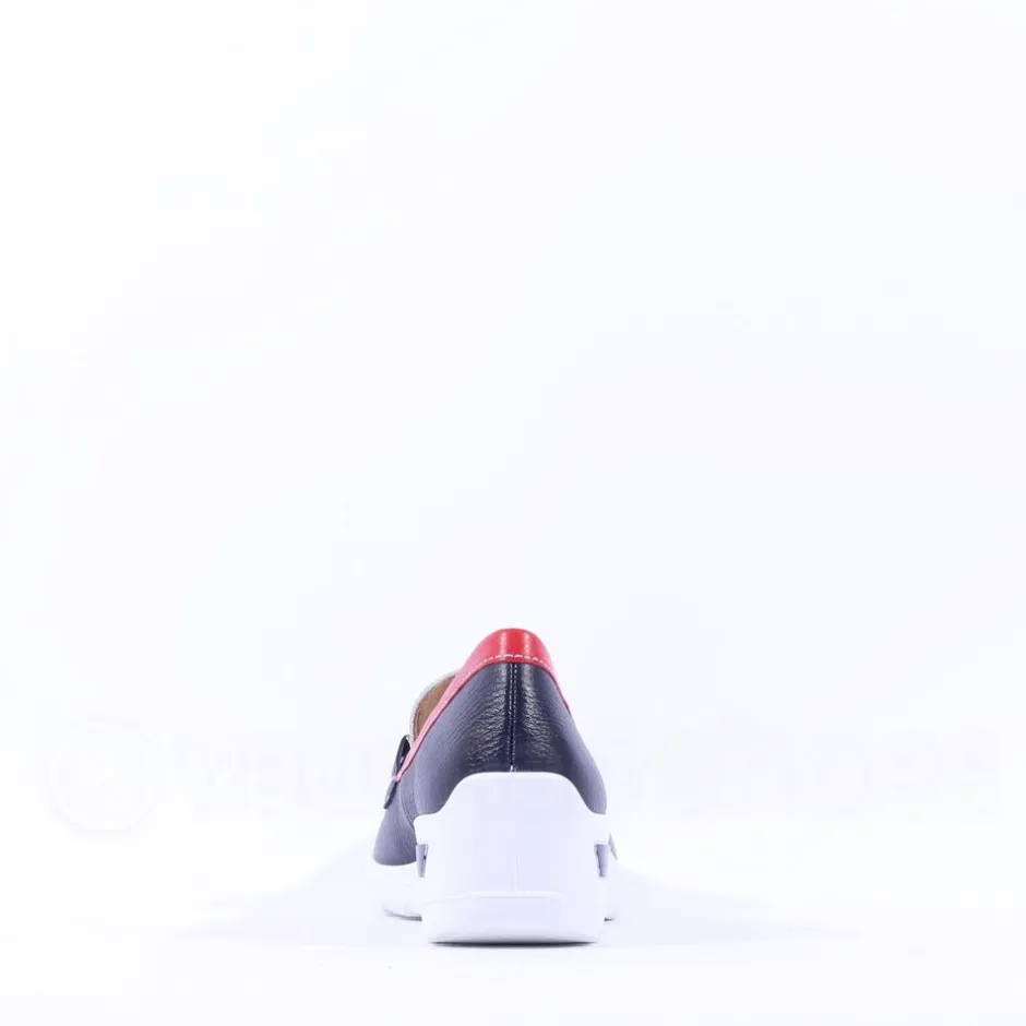 Women Ara Zurich 2.0 Link Slip On Wedge - White Navy Red