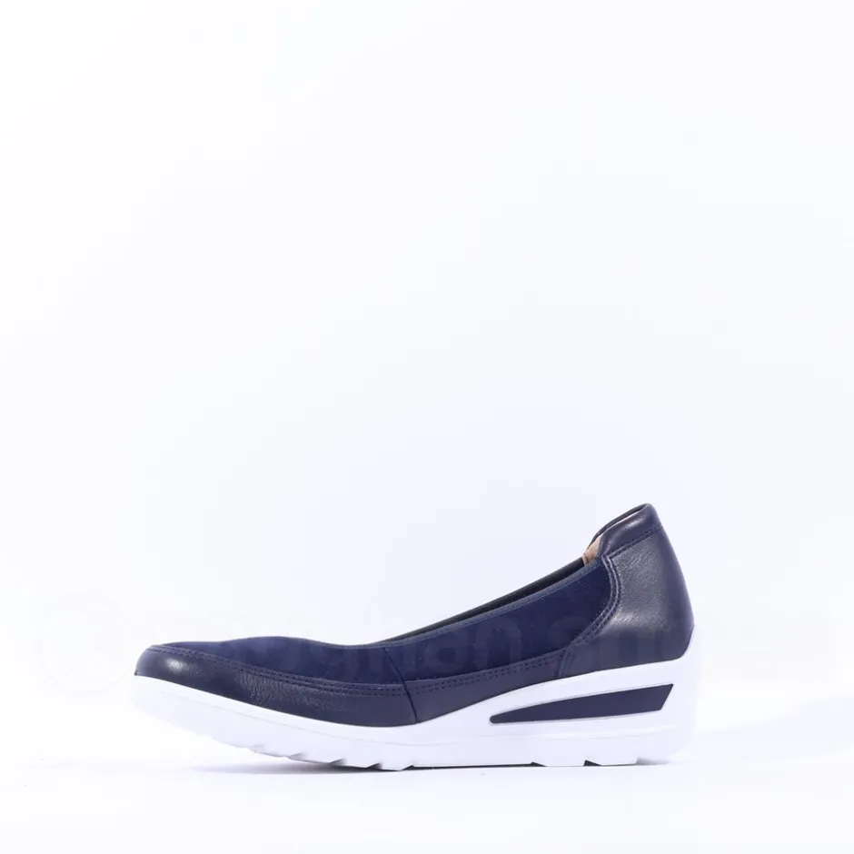 Women Ara Zurich 2.0 Wedge Slip On - Navy Leather