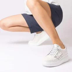 Women Wonders Zurich Curvy Sole W Trainer - White Silver Leather