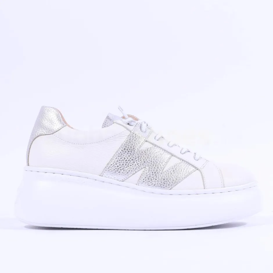 Women Wonders Zurich Curvy Sole W Trainer - White Silver Leather