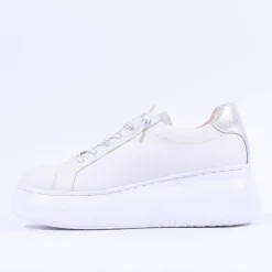 Women Wonders Zurich Curvy Sole W Trainer - White Silver Leather