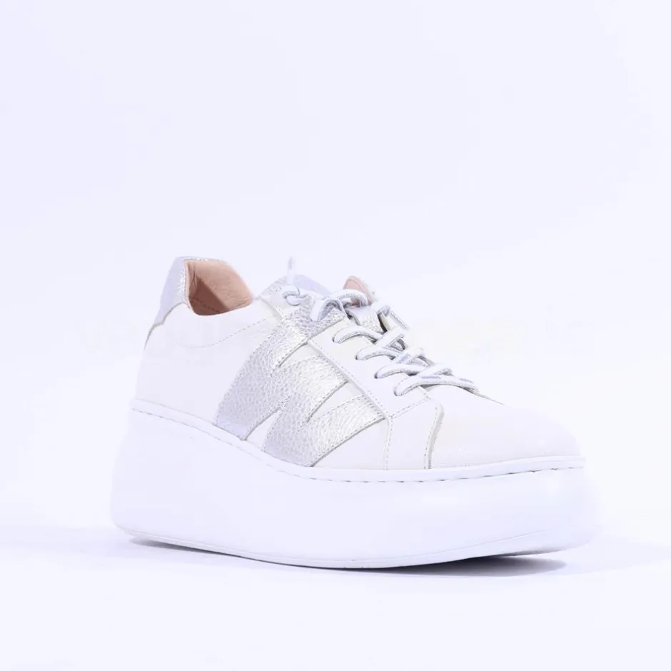 Women Wonders Zurich Curvy Sole W Trainer - White Silver Leather